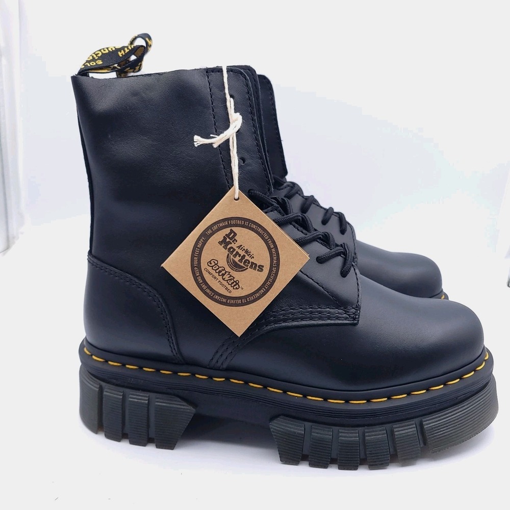 Dr Martens Audrick 8-Eye Platform Boots Womens US 8 EU 39 Black Airwear Quad Neo
